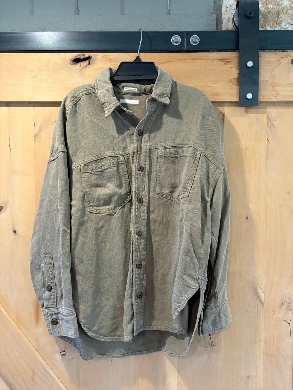 MOTHER:  Women’s  Olive Green Button-Front Overshirt Jacket